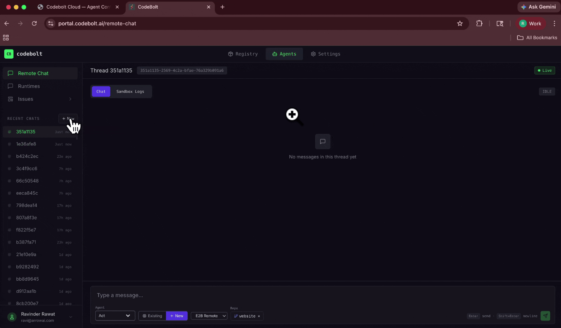 Codebolt Cloud launching agents into provider-backed sandbox environments