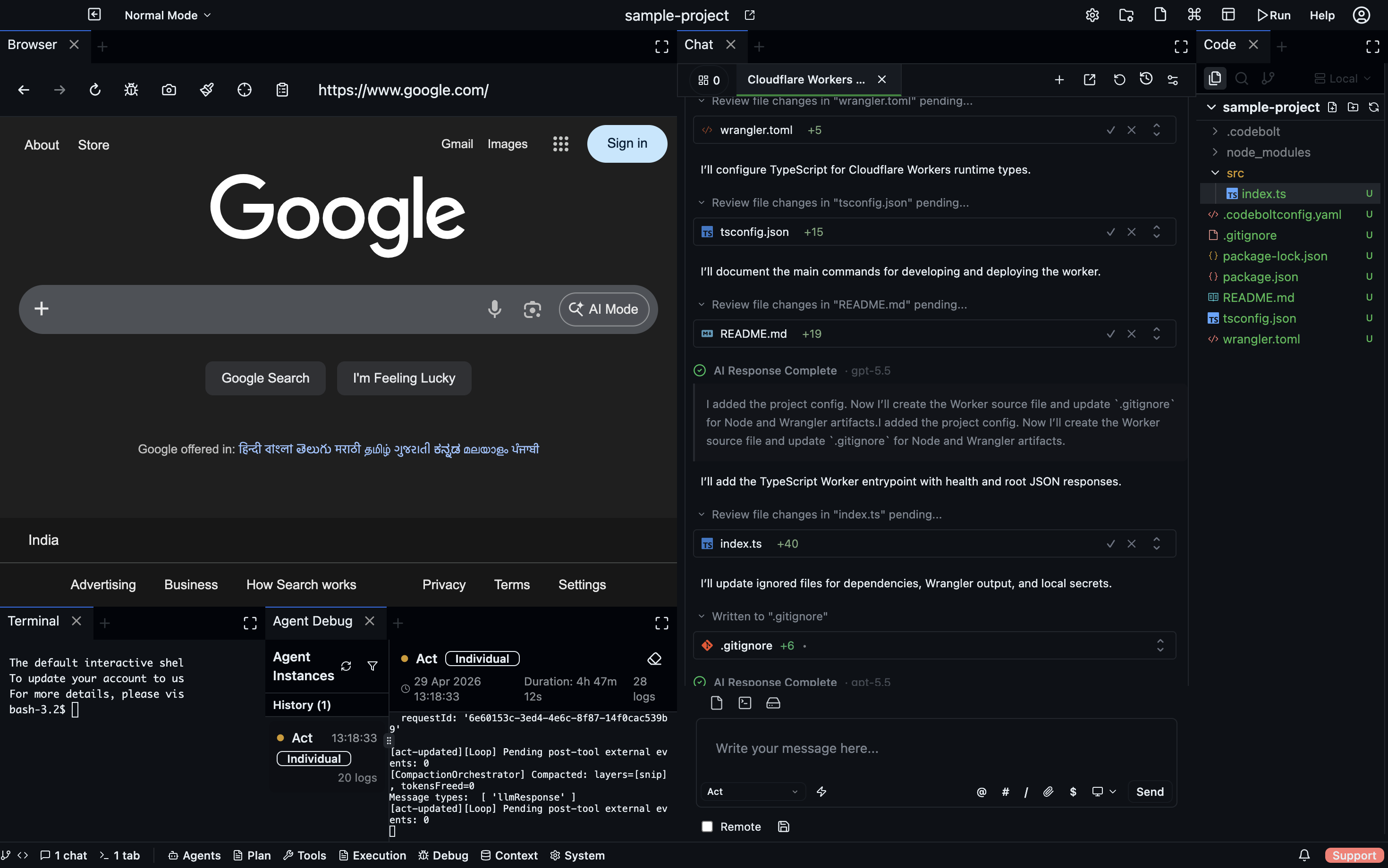 Codebolt desktop editor interface